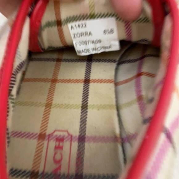 Rare Coach Zorra Brown & Hot Pink Plaid Signature Print Lace Up Sneakers 6.5 B - Picture 8 of 8